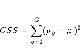 CSS = \sum_{g=1}^G (\mu_g - \mu_.)^2
