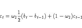 c_{t}={\omega}_{2}{1 \over 2} (b_{t} -b_{t-1})
+(1-{\omega}_{2}) c_{t-1}