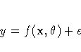 y = f(x, {{\theta}}) + {\epsilon}