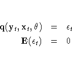 q(y_t, x_t, \theta) &=& \epsilon_t \E (\epsilon_t) &=& 0