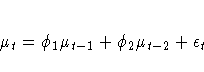 {\mu}_{t}={\phi}_{1}{\mu}_{t-1}+{\phi}_{2}{\mu}_{t-2}+{\epsilon}_{t}