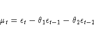 {\mu}_{t}={\epsilon}_{t}-{\theta}_{1}{\epsilon}_{t-1}-{\theta}_{2}{\epsilon}_{t-2}