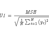 {U1}=\frac{MSE}{\sqrt{{1 \over N}\sum_{t=1}^N{(y_{t})^2}}}