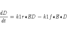 \frac{d{D}}{dt} = k1r{\ast}{ED} - k1f {\ast}E{\ast}D