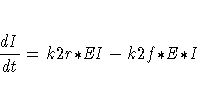 \frac{d{I}}{dt} = k2r{\ast} {EI} - k2f {\ast} E {\ast} I
