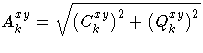 { A^{xy}_{k}=\sqrt{ {(C^{xy}_{k})}^2 + {(Q^{xy}_{k})}^2} }