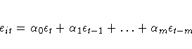 e_{it}= {\alpha}_{0} {\epsilon}_{t}+
 {\alpha}_{1} {\epsilon}_{t-1}+{ ... }+
 {\alpha}_{m} {\epsilon}_{t-m}