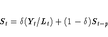 S_{t} = {\delta}(Y_{t}/L_{t}) + (1-{\delta})S_{t-p}