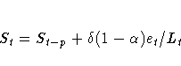 S_{t} = S_{t-p} + {\delta}(1-{\alpha})e_{t}/L_{t}