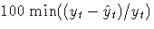 {100 {\rm min}( ( y_{t} - \hat{y}_{t} ) / y_{t} )}