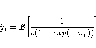 \hat{y}_{t}= E { 1 \overwithdelims [] {c(1+exp(-w_{t}))} }