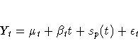 Y_{t} = {\mu}_{t} + {\beta}_{t}t + s_{p}(t) + {\epsilon}_{t}