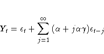 Y_{t} = {\epsilon}_{t}
+ \sum_{j=1}^{{\infty}}{({\alpha} + j{\alpha}{\gamma})
{\epsilon}_{t-j}}