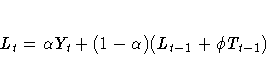 L_{t} = {\alpha}Y_{t} + (1-{\alpha})(L_{t-1} + {\phi}T_{t-1})