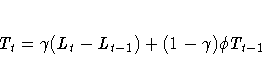 T_{t} = {\gamma}(L_{t} - L_{t-1}) + (1-{\gamma}){\phi}T_{t-1}