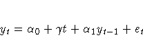 y_{t} = {\alpha}_{0}+{\gamma} t+{\alpha}_{1}y_{t-1}+e_{t}