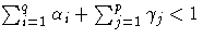 {\sum_{i=1}^q{{\alpha}_{i}}+\sum_{j=1}^p{{\gamma}_{j}} \lt 1}
