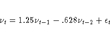 {\nu}_{t} = 1.25 {\nu}_{t-1} - .628 {\nu}_{t-2} + {\epsilon}_{t}