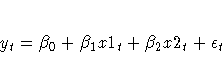 y_{t} = {\beta}_{0} + {\beta}_{1}x1_{t} +
{\beta}_{2}x2_{t} + {\epsilon}_{t}