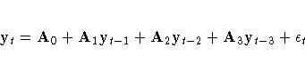 y_t = A_0 + A_1{y}_{t-1} + A_2{y}_{t-2} + A_3{y}_{t-3} + \epsilon_t