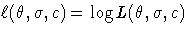 \ell(\theta,\sigma,c) = 
\log L(\theta,\sigma,c)