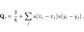 Q_i = \frac{3}4 + \sum_j u(x_i - x_j) u(y_i - y_j) .