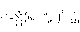 W^2 = \sum_{i=1}^n( U_{(i)} - \frac{2i-1}{2n} )^2
+ \frac{1}{12n }