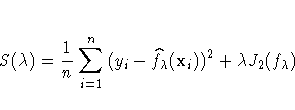 S(\lambda) = \frac{1}n
\sum_{i=1}^n{( y_{i}-
\hat{f_\lambda}( x_{i}))^2} +
\lambda J_{2} ( f_{\lambda})