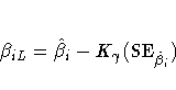 \beta_{iL}=\hat{\beta}_{i} - K_{\gamma}({\rm SE}_{\hat{\beta}_{i}})