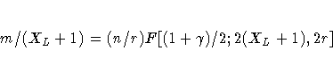 m/(X_{L}+1)=(n/r)F[(1+\gamma)/2;2(X_{L}+1),2r] 