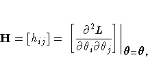 H = [{h_{ij}}] = . [ \frac{\partial^2L}
 {\partial\theta_{i}\partial\theta_{j}} ] 
| _{{\theta}={\theta}_{r}}