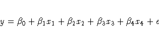 y = \beta_0 + \beta_1 x_1 + \beta_2 x_2 +
\beta_3 x_3 + \beta_4 x_4 + \epsilon