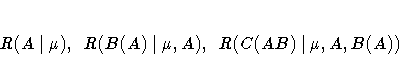 R(A|\mu), R(B(A)|\mu, A), R(C(A B)|\mu, A, B(A))