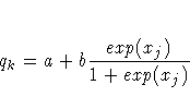 q_k = a + b {exp(x_j) \over 1 + exp(x_j)}