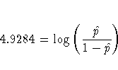4.9284 = \log ( \frac{\hat{p}}{1 - \hat{p}} ) 