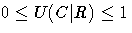 0 \leq U(C| R) \leq 1