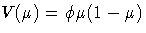 V(\mu) = \phi \mu(1-\mu)