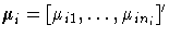 \bdmu=[\mu_{i1},
 ... , \mu_{i n_i}]^'