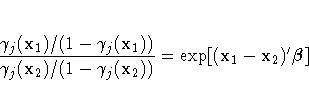 \frac{\gamma_j(x_1)/(1-\gamma_j(x_1))}{\gamma_j(x_2)/(1-\gamma_j(x_2))}
= \exp[(x_1-x_2)^'{\beta}]