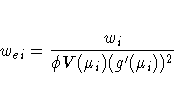 w_{ei} = \frac{w_i}{\phi V(\mu_i)(g^'(\mu_i))^2}