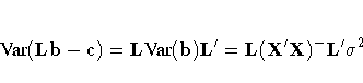 {Var} ({Lb} - c) =
L {Var}(b) L^' =
L(X^' X)^{-} L^' \sigma^2