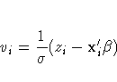 v_i = \frac{1}{\sigma} (z_i-x_i^'{\beta}) 