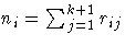 n_i = \sum_{j=1}^{k+1}r_{ij}
