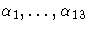 \alpha_1, ... ,\alpha_{13}