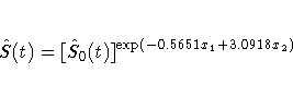 \hat{S}(t) = [\hat{S}_0(t)]^{\exp(-0.5651x_1+3.0918x_2)}