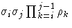 \sigma_{i}\sigma_{j}\prod_{k=i}^{j-1}\rho_k