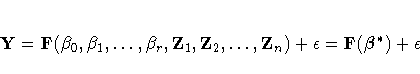 Y = F(\beta_0,\beta_1, ... ,\beta_r,
Z_1,Z_2, ... ,Z_n) +
{\epsilon}
= F({\beta}^*) + {\epsilon}