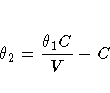 \theta_2 = \frac{\theta_1 C} { V } - C