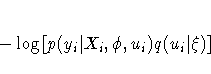 -\log [ p(y_i | X_i,\phi, u_i) q(u_i | \xi) ] 