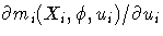 \partial m_i(X_i,\phi,u_i) / \partial u_i